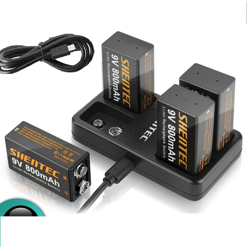 4 slot USB charger + 9 volt block Lthium rechargeable Li-ion kompatybilny bateria