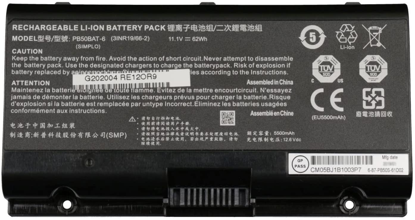 PB50BAT-6 Clevo PB71EF-G,PowerSpec 1720,1520,Sager NP8371 kompatybilny bateria